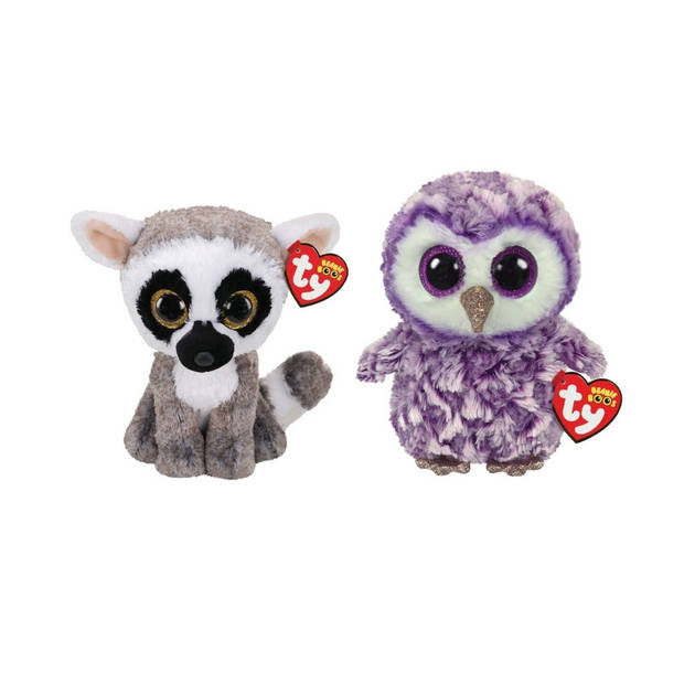 Ty - Knuffel - Beanie Boo's - Linus Lemur & Moonlight Owl