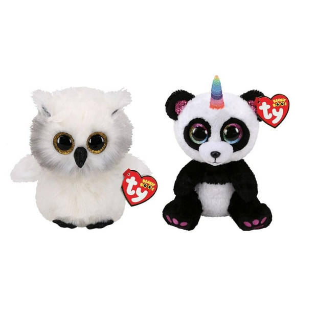 Ty - Knuffel - Beanie Boo's - Ausitin Owl & Paris Panda