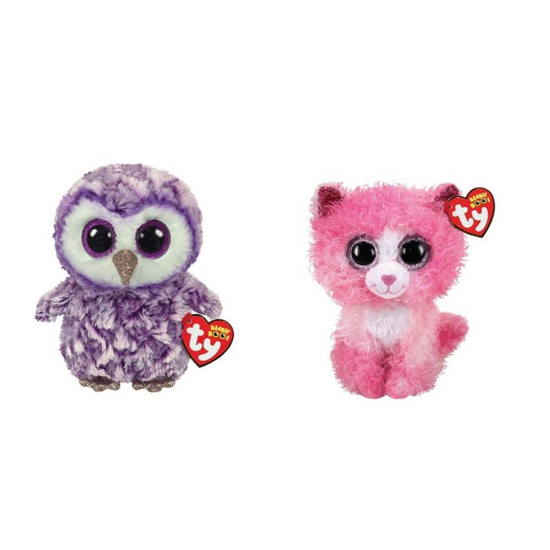 Ty - Knuffel - Beanie Boo's - Moonlight Owl & Reagan Cat