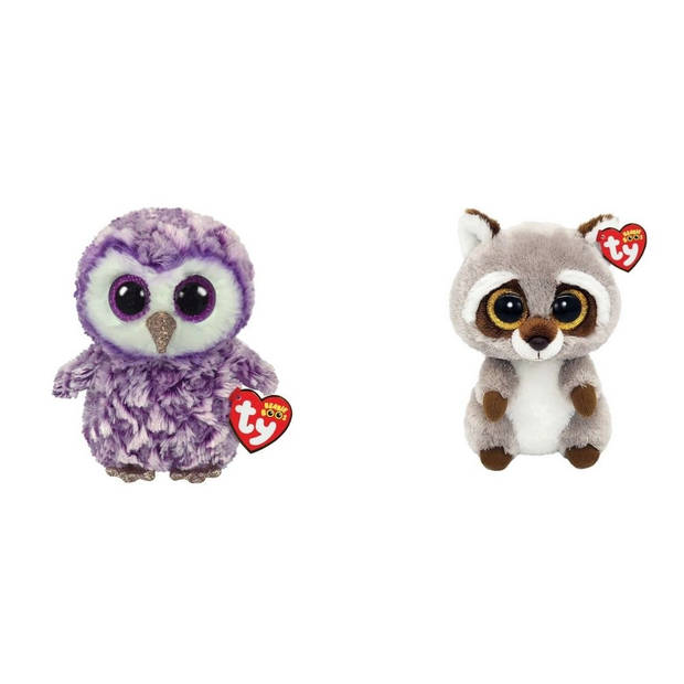 Ty - Knuffel - Beanie Boo's - Moonlight Owl & Racoon