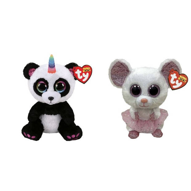 Ty - Knuffel - Beanie Boo's - Paris Panda & Nina Mouse