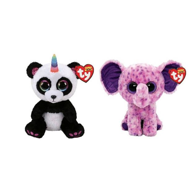 Ty - Knuffel - Beanie Boo's - Paris Panda & Eva Elephant