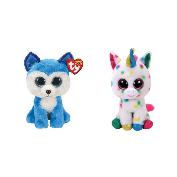 Ty - Knuffel - Beanie Boo's - Prince Husky & Harmonie Unicorn