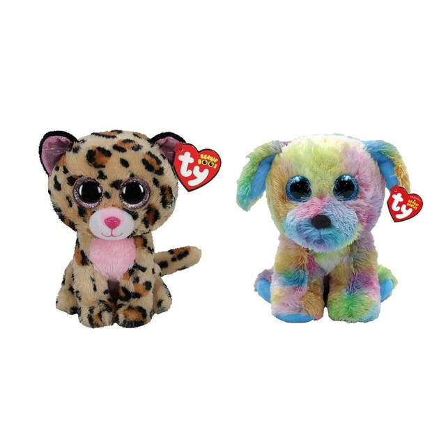 Ty - Knuffel - Beanie Boo's - Livvie Leopard & Max Dog