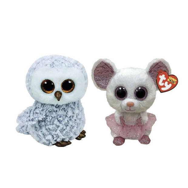 Ty - Knuffel - Beanie Boo's - Owlette Owl & Nina Mouse