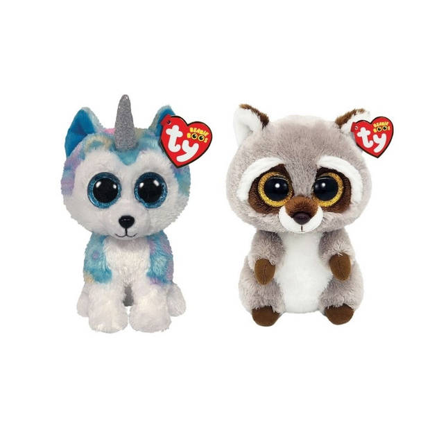 Ty - Knuffel - Beanie Boo's - Helena Husky & Racoon