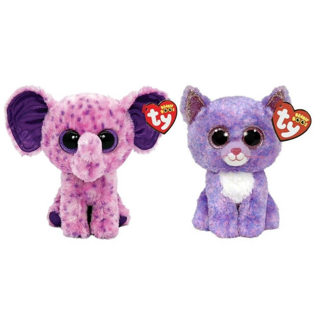 Ty - Knuffel - Beanie Boo's - Eva Elephant & Cassidy Cat