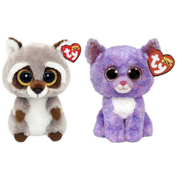 Ty - Knuffel - Beanie Boo's - Racoon & Cassidy Cat