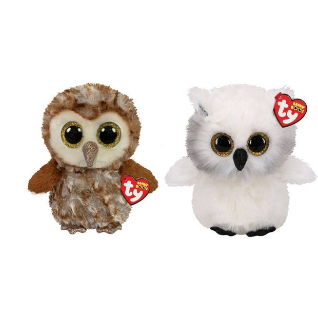 Ty - Knuffel - Beanie Buddy - Percy Owl & Austin Owl