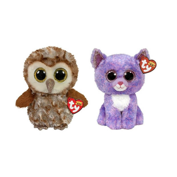 Ty - Knuffel - Beanie Buddy - Percy Owl & Cassidy Cat