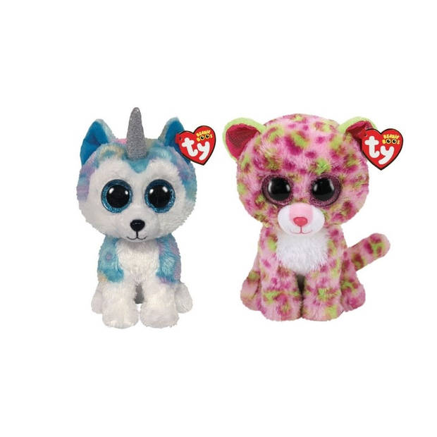 Ty - Knuffel - Beanie Buddy - Helena Husky & Lainey Leopard