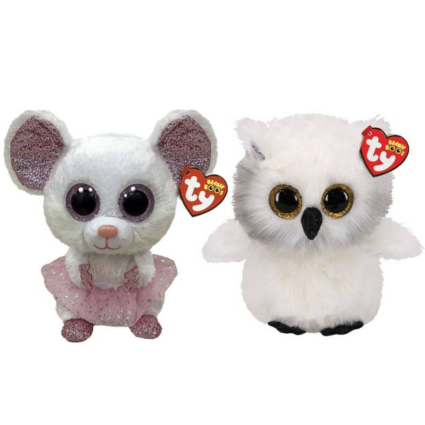 Ty - Knuffel - Beanie Buddy - Nina Mouse & Austin Owl