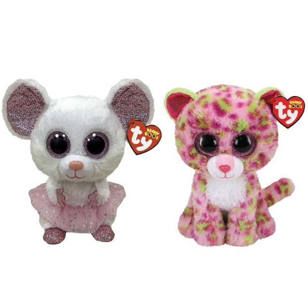 Ty - Knuffel - Beanie Buddy - Nina Mouse & Lainey Leopard