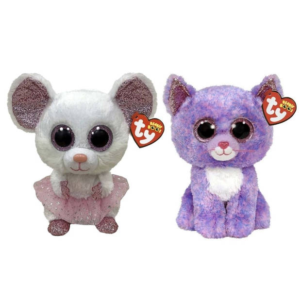 Ty - Knuffel - Beanie Buddy - Nina Mouse & Cassidy Cat