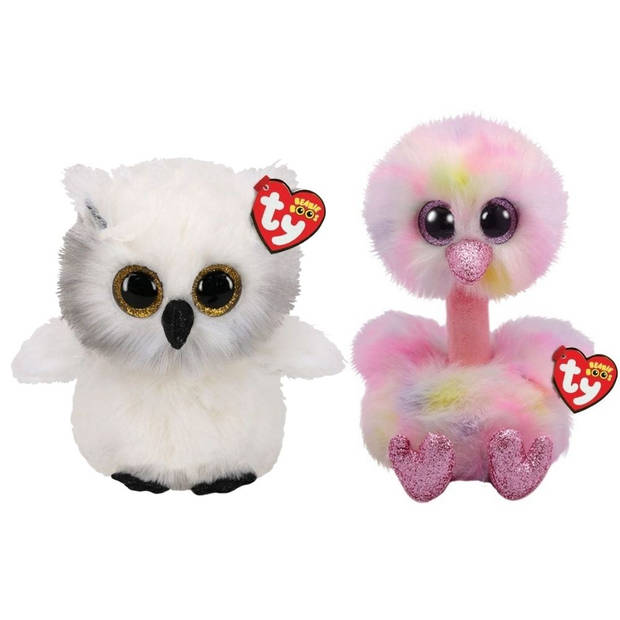 Ty - Knuffel - Beanie Buddy - Austin Owl & Avery Ostrich