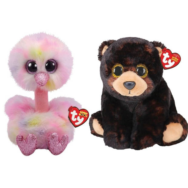 Ty - Knuffel - Beanie Buddy - Avery Ostrich & Kodi Bear