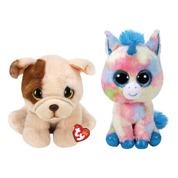 Ty - Knuffel - Beanie Buddy - Houghie Dog & Blitz Unicorn