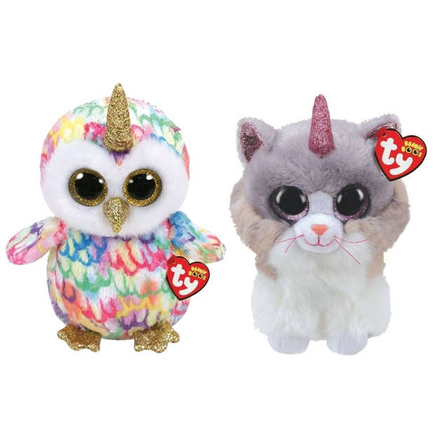 Ty - Knuffel - Beanie Buddy - Enchanted Owl & Asher Cat