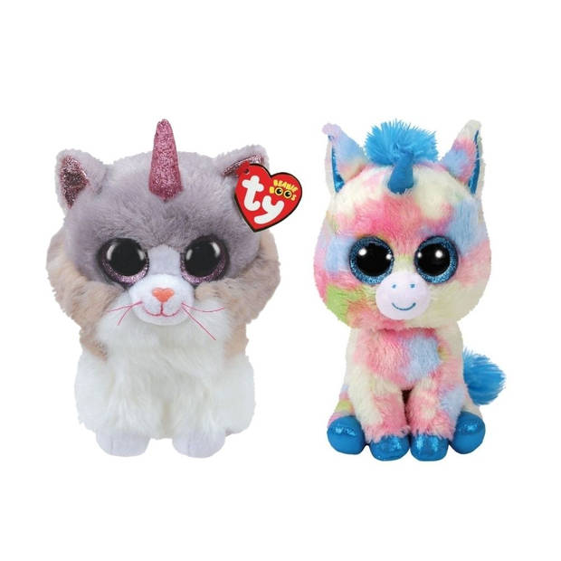 Ty - Knuffel - Beanie Buddy - Asher Cat & Blitz Unicorn