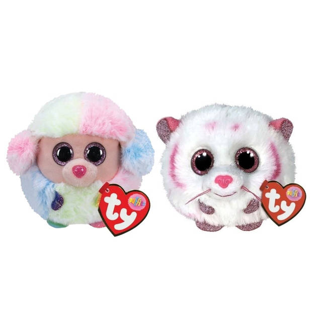 Ty - Knuffel - Teeny Puffies - Rainbow Poodle & Tabor Tiger