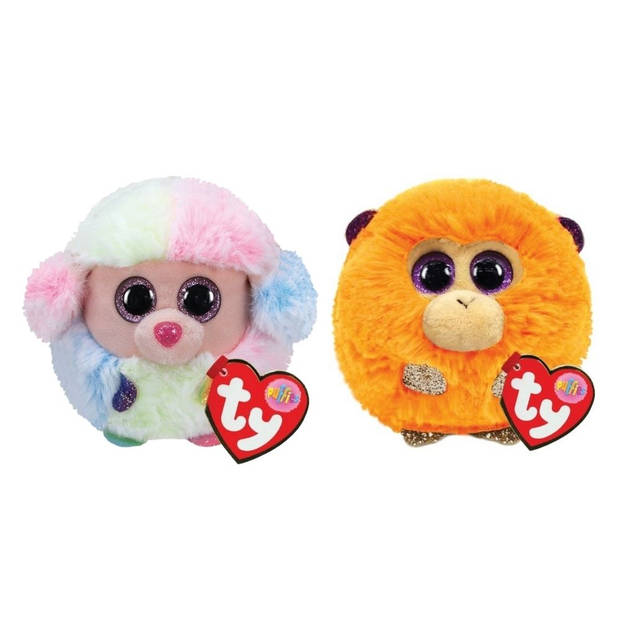 Ty - Knuffel - Teeny Puffies - Rainbow Poodle & Coconut Monkey