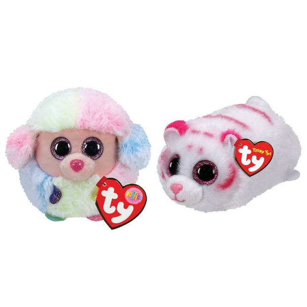 Ty - Knuffel - Teeny Puffies - Rainbow Poodle & Tabor Tiger