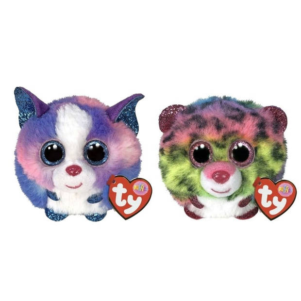 Ty - Knuffel - Teeny Puffies - Cleo Husky & Dotty Leopard