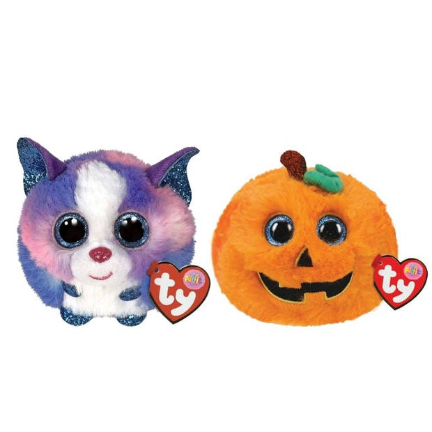 Ty - Knuffel - Teeny Puffies - Cleo Husky & Halloween Pumpkin