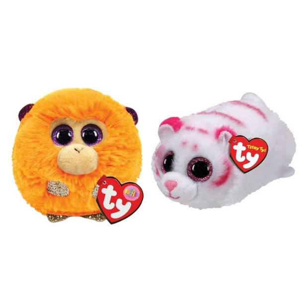 Ty - Knuffel - Teeny Puffies - Coconut Monkey & Tabor Tiger