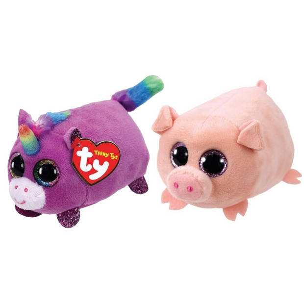 Ty - Knuffel - Teeny Ty's - Rosette Unicorn & Curly Pig