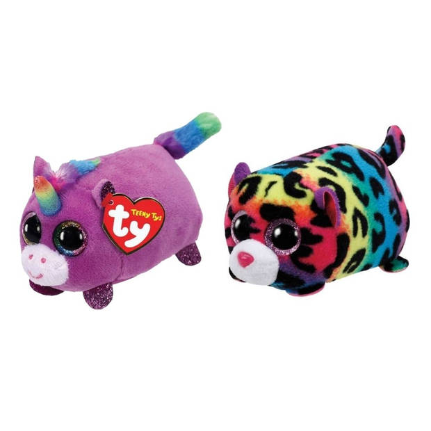 Ty - Knuffel - Teeny Ty's - Rosette Unicorn & Jelly Leopard