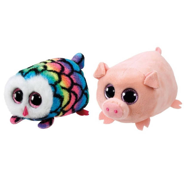 Ty - Knuffel - Teeny Ty's - Hootie Owl & Curly Pig