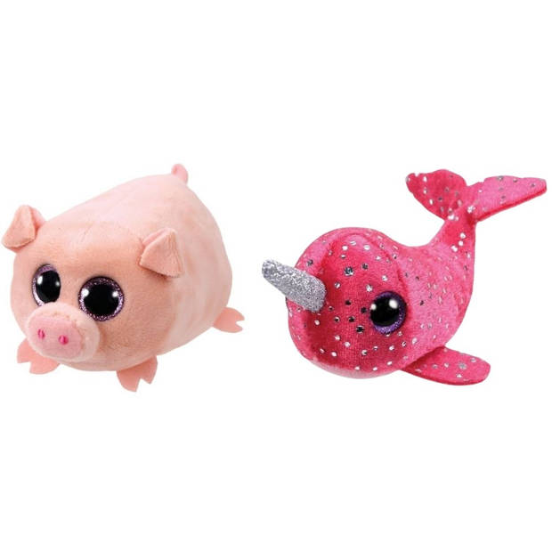 Ty - Knuffel - Teeny Ty's - Curly Pig & Nelly Narwhal