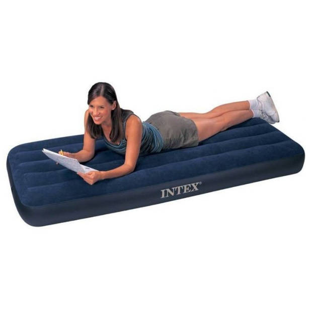 Intex Classic Dura-Beam - Luchtbed - 1 Persoons - Compact - Met Repairset en Handpomp - 191x76x25 cm - PVC - Blauw