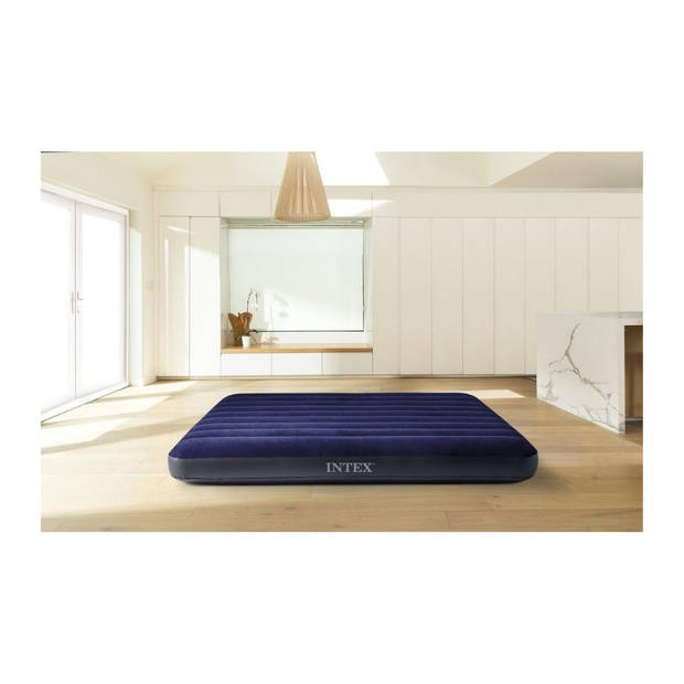 Intex Classic Dura-Beam - Luchtbed - Twijfelaar - Met Repairset en Handpomp -191x137x25 cm - PVC - Blauw