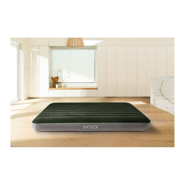 Intex Prestige Downy - Luchtbed - Twijfelaar - Met Repairset en Handpomp - 191x137x25 cm - PVC - Groen