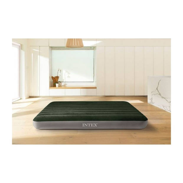 Intex Prestige Downy - Luchtbed - 2 Persoons - Inclusief Pomp Op Batterijen en Repairset - 191x152x25 cm - PVC - Groen