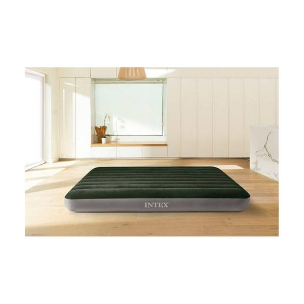 Intex Downy - Luchtbed - 2 Persoons - Inclusief Ingebouwde Voetpomp en Repairset - 203x152x25 cm - PVC - Groen