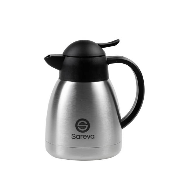 Sareva Thermoskan - RVS - Zwart - 1 liter