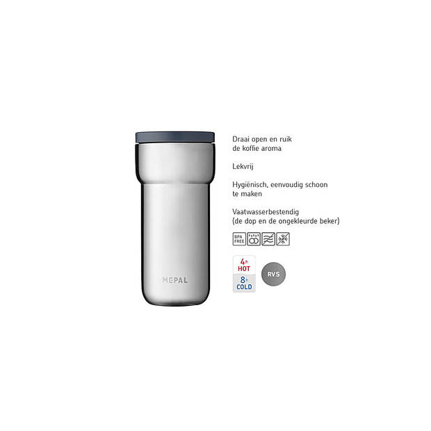 Mepal - Ellipse Reisbeker - Isoleerbeker - 475 ml - Natural Brushed