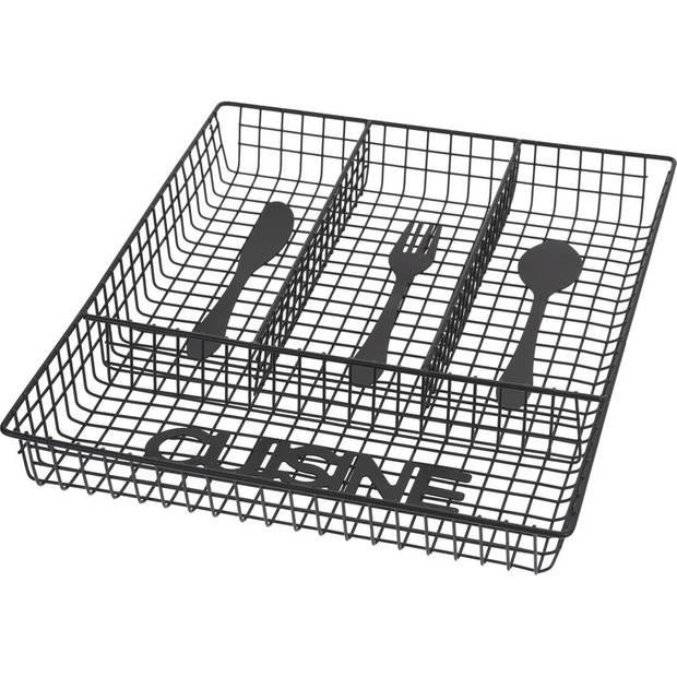 Set van 2x stuks zwarte inzet bestekbakken van metaal 32 cm - Bestekbakken