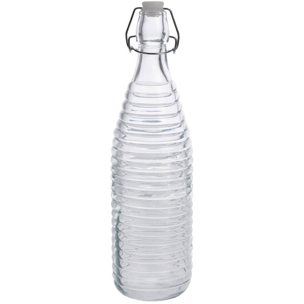 2x Glazen decoratie flessen transparant met beugeldop 1000 ml - Drinkflessen