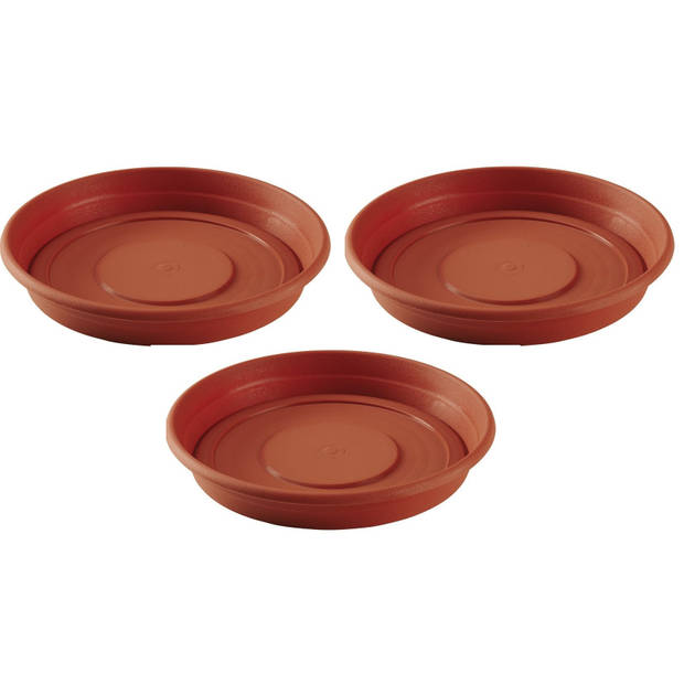 Set van 2x stuks bloempot/plantenpot onderschaal terra cotta kunststof diameter 35 cm - Plantenpotten