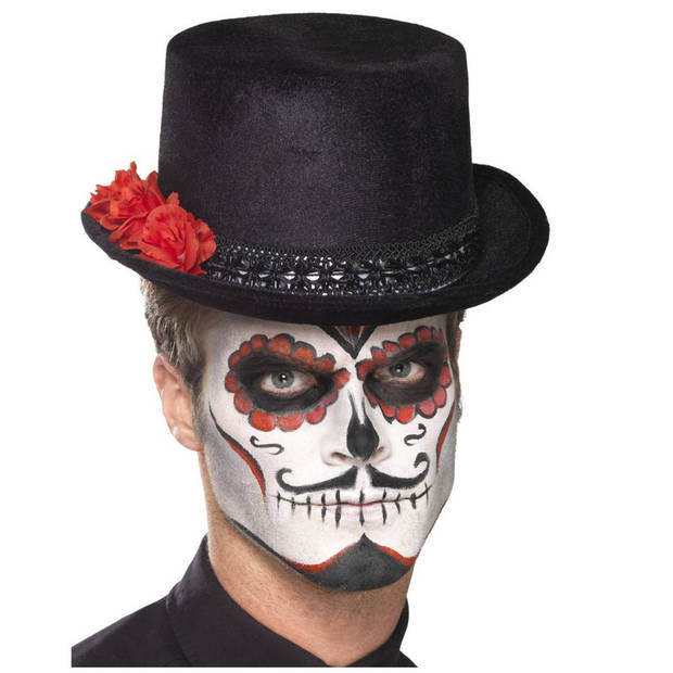 Halloween Day of the dead hoge verkleed hoed zwart - Verkleedhoofddeksels