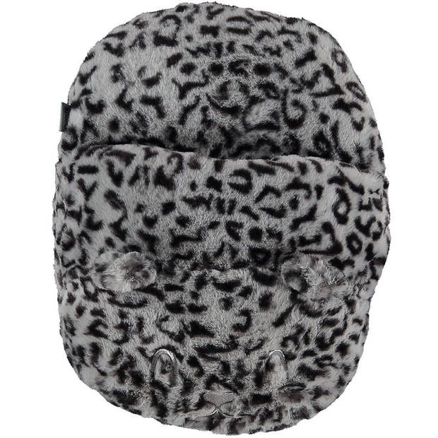 Grote voetenwarmer slof cheetah print grijs one size 30 x 27 cm - Voetenwarmers