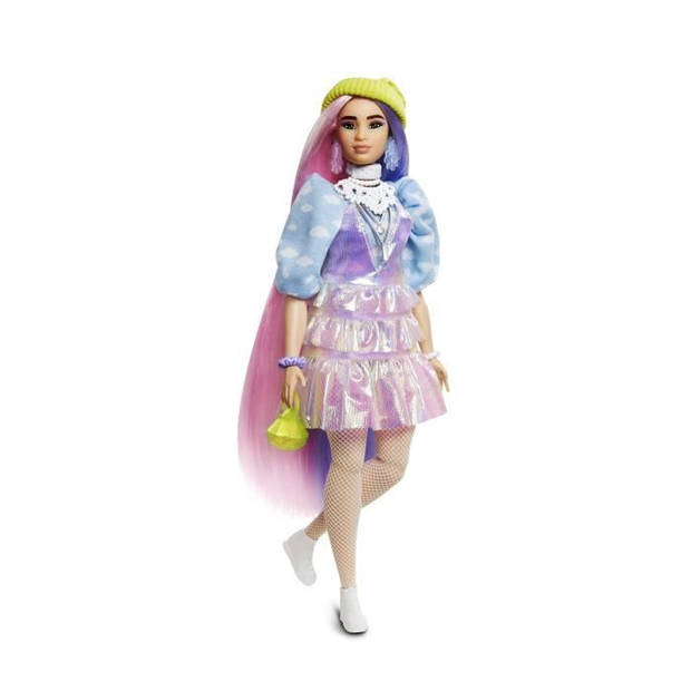 Pop Barbie Fashionista Barbie Green Cap Long Purple and Pink Hair