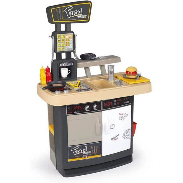 Smoby - food corner restaurant - keukenresto met cb-lezer - 29 accessoires - imitatie speelgoed voor kinderen