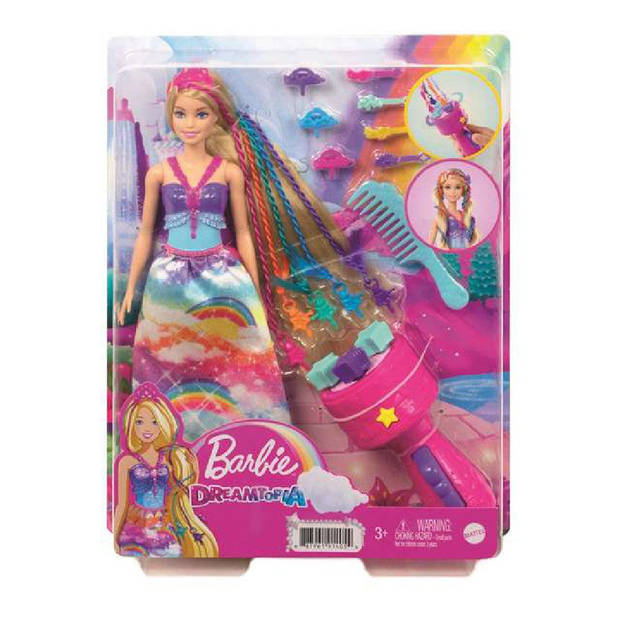 Barbie - barbie doll princess magic braids, met hairextensions en accessoires - fashion doll - vanaf 3 jaar
