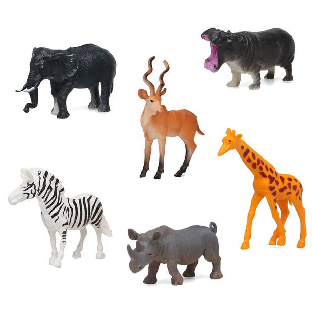 6x Plastic safaridieren speelgoed figuren voor kinderen - Speelfigurenset