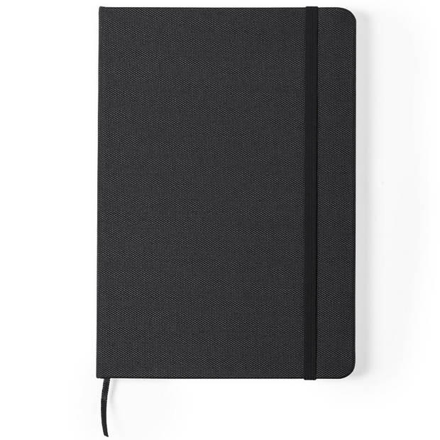 Luxe schriftje/notitieboekje - 1x - zwart met elastiek A5 formaat - Schriften